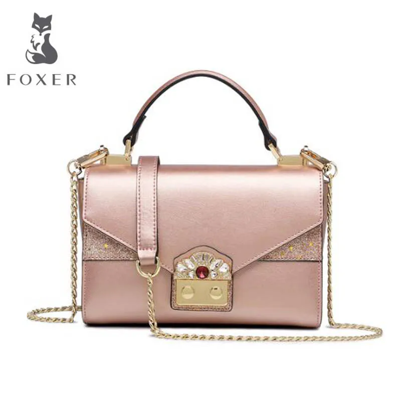 

2018 summer leather shoulder bag Sequins personality small square package Mini chain bag
