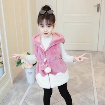 

girls fur winter coat faux fur kids children waistcoat 2018