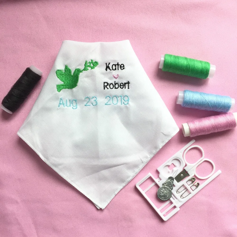 

Custom Wedding Gift, Embroidered Wedding Handkerchief, Personalized Wedding Gift