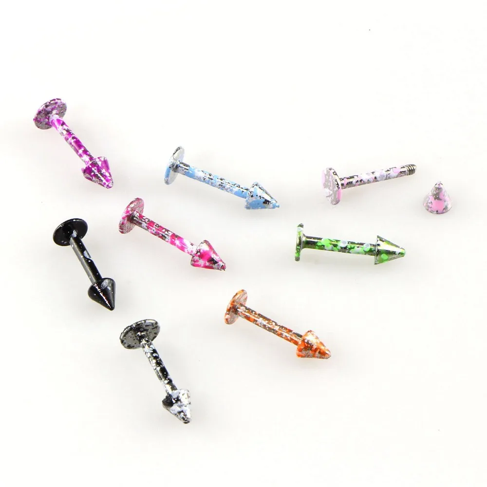 

20pcs Surgical Steel Plating Labret Lip Piercing Kit Jewelry Cone Type Tongue Nose Nail Mix Colors Ear Plugs Studs Tragus
