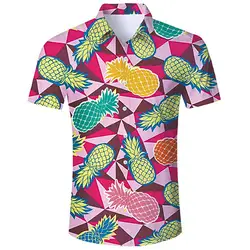 Гавайская рубашка для мужчин Летняя мода Chemise короткий рукав отложной воротник Прекрасный Принт с фруктами рубашка праздник Пляж Blusas
