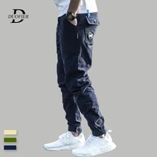 Осенние повседневные мужские тренировочные брюки новые мужские брюки карго Харлан хип хоп Уличная свободные однотонные мужские военные брюки