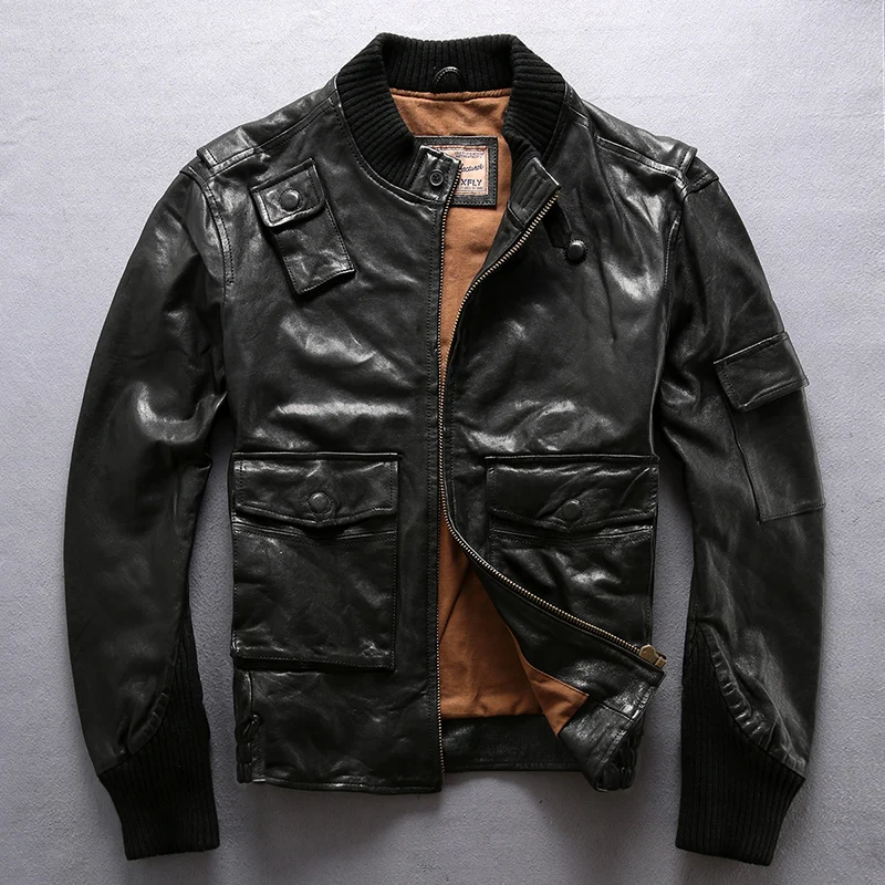 

Men's Brand Jackets Genuine Leather Vintage Motorcycle Biker Black Jacket for Male Top Quality Spring Soft Cowhide Coat