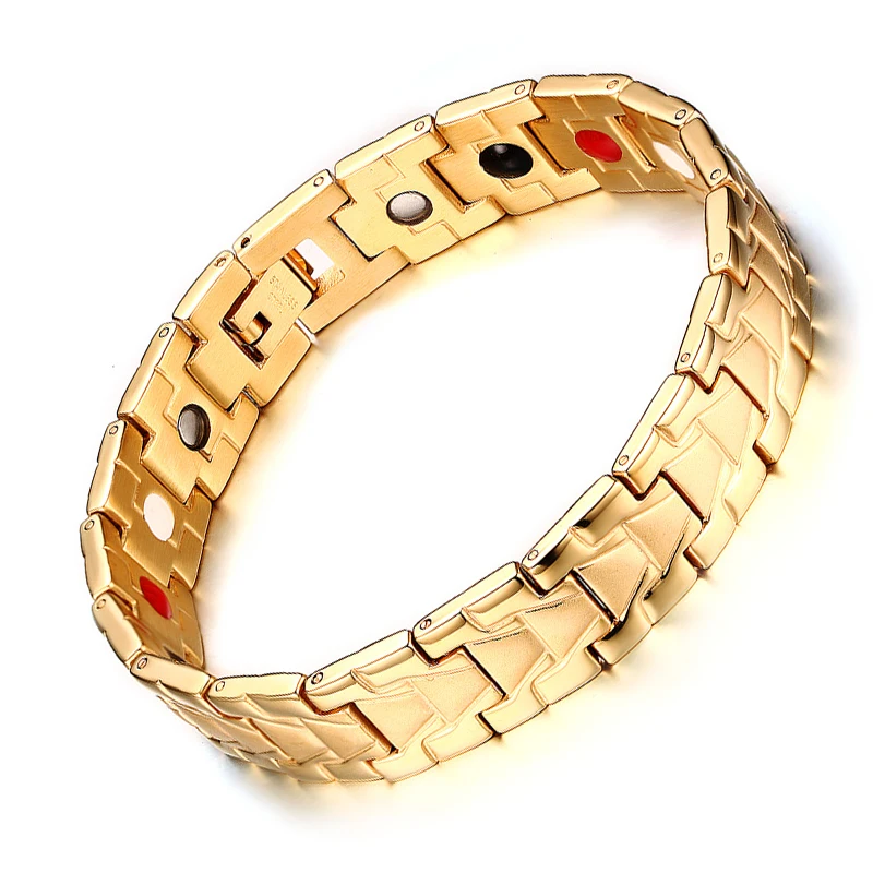 Health 4 in 1 Element Therapy Bracelets for Men Gold Hologram Bracelet Bangle Hand