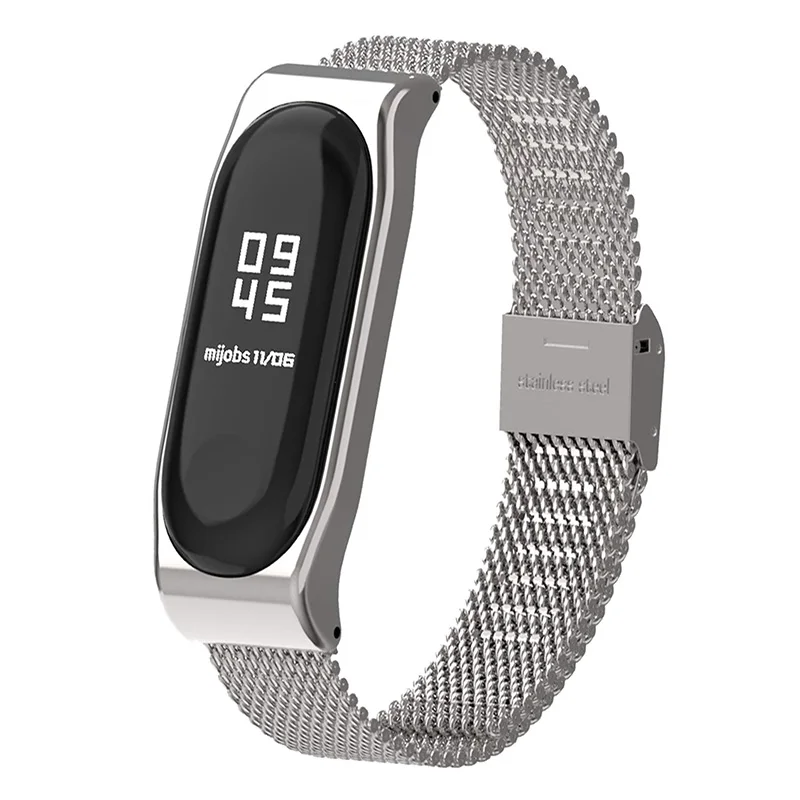 Mijobs Strap for Mi band 4 Straps Bracelet, Metal Stainless Steel Wrist Strap Replacement Band for Xiaomi 4/3