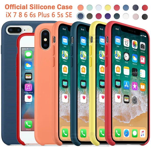 

Original 1:1 Copy official Silicone Case For iPhone X 7 6 6S 8 Plus Cases Cover For iPhone 7plus 8plus 5 5s se With Logo BOX