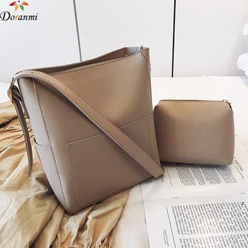 

DORANMI Large Capacity Bucket Bags For Women 2019 Solid Leather Composite Bag Female Square Shoulder Bag Big Bolso Mujer CBB209