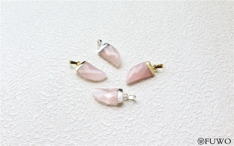 Horn Shape Natural Rose Quartz Pendant 7