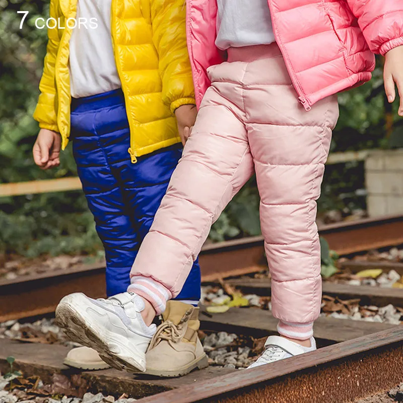 

Kids pants Long warm Winter trousers for girls waterproof trousers toddler boy pants cotton Down Thicken children Baby pants