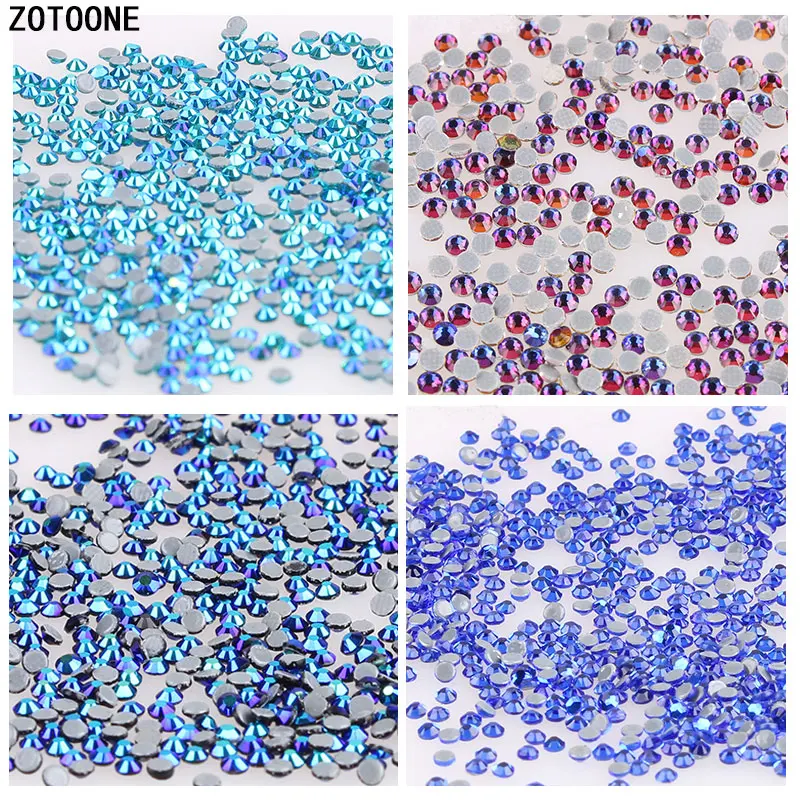 

ZOTOONE 1440pcs Blue Hot Fix Rhinestones SS6-SS20 Iron on Rhinestones for Clothes High Quality Crystal Hot Back Glass Stone E