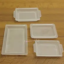 Кукольный домик миниатюра 1:12 игрушка 4 шт. Пластик белые подносы Length4cm SPO459
