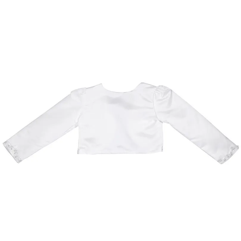 Girls White Satin Bolero Jacket Short Sleeve Fancy For Dresses Wedding Pageant