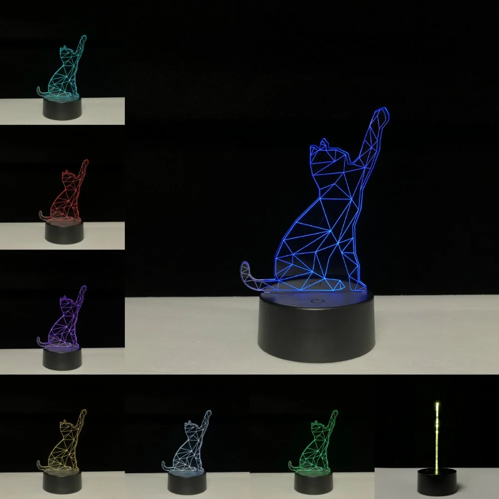 Kawaii Cat Новинка животные 3D лампа RGB LED USB настроение ночник гаджет реквизит для