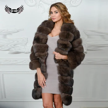 

BFFUR Full Pelt Genuine Fox Fur Coat For Women Thick with Gigh Class Turndown Collar Pooh Collar Big Collar Real Fur BF-C0306