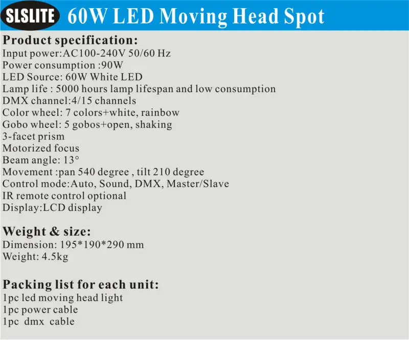 8 шт./лот Pro Шарпи 60 Вт гобо spot led перемещение головного света Заводская цена мини этап освещения гобо 60 Вт пятно дешевый перемещение головы s