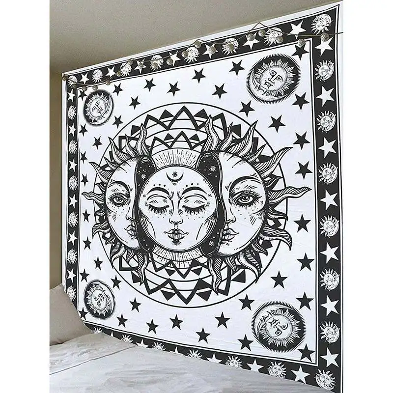 Индийская МАНДАЛА ГОБЕЛЕН Тай Чи настенный гобелен хиппи богемный черный коричневый декоративный настенный ковер коврики для йоги