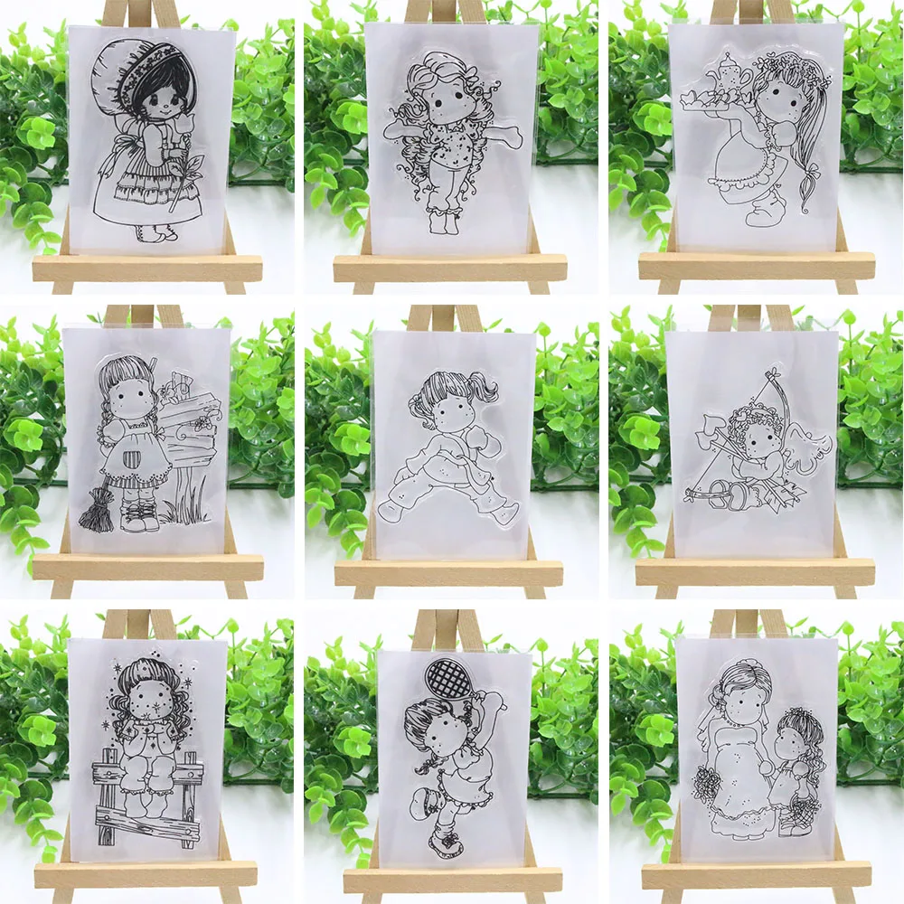 

Decorative Lovely Girl Transparent Clear Silicone Stamp Scrapbooking DIY Photo Album Decor Paper Cards Craft Handmade Gifts