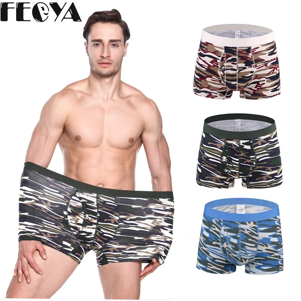 

3Pcs plus size Men Shorts boxers panties Sexy underwear boxer Camouflage Organic Natural Cotton Clothing shorts fat guy XL-6XL