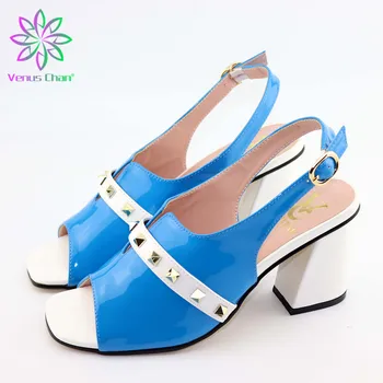 

Soft Blue Summer Fashion Sandals 8cm Pumps Italian Shoes African Shoes Comfortable Women Shoes For Parties 38-44