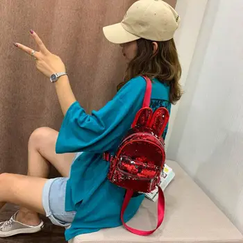 

New Fashion Kids Girls Sequins Mini Rabbit Backpack Kindergarten Schoolbag Sequin Bag For Birthday Gift