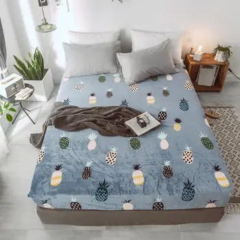 

1pc Winter Warm 100% Polyester Fitted Sheet Soft Velvet Mattress Cover Four Corners with Elastic Band Bed Sheetsfree Shipping