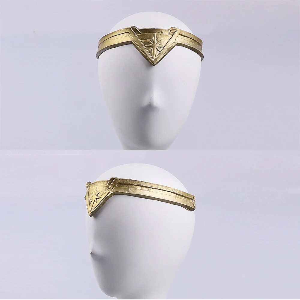 2017 Movie Wonder Woman Superhero Diana Prince Leather Headgear Metal Badge Cosplay Bronze Crown Band Headgear  Adult Woman (2)