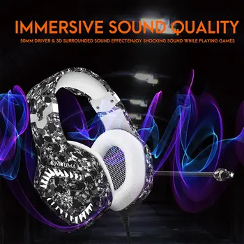 

KISSCASE Game Wired Headphones With Microphone Over Ear Headset Bass HiFi Sound Music 3D Stereo Earphone For Phone Computer PC