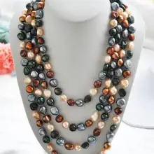 10" 8-9 мм Черный Кофейный розовый зеленый искусственный жемчуг в стиле барокко ожерелье