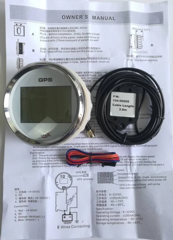 Дизайн Морская Лодка Автомобильный GPS Спидометр манометр 0-999Knot 9-32 в 85 мм 3,35 дюймов 316L хромированный ободок черный циферблат 902-00034