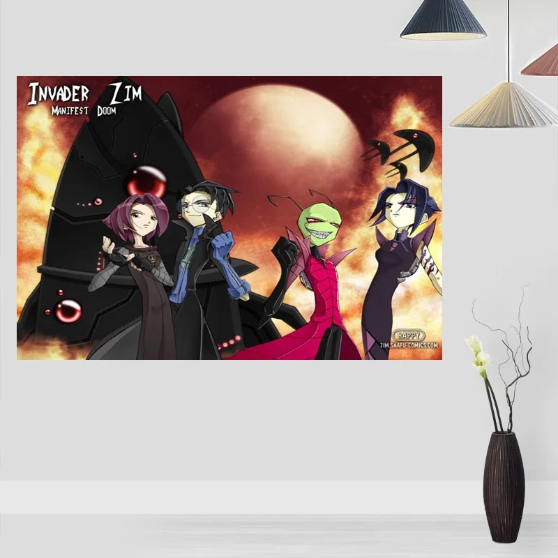 

New Planet Invader Zim Posters On The Wall Modern Vertical/Horizontal Rectangle Poster Silk Fabric Cloth Wall Art Unframed
