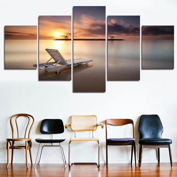 

2017 Top Fashion Sale Fallout 5 Pcs Sunset Beach Painting Wall Art Picture For Living Room For Decor Modular unframed