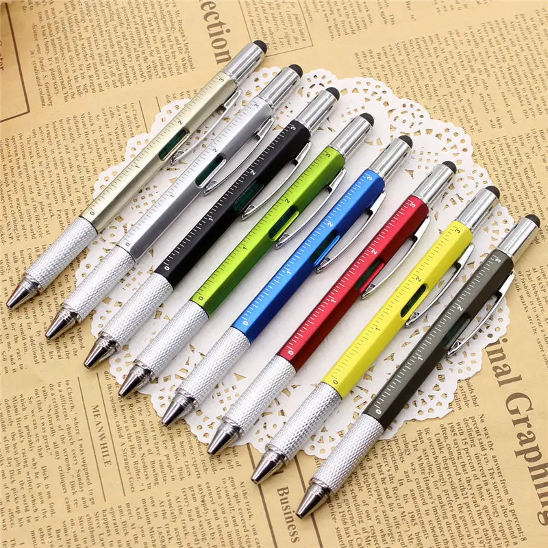 

Multifunction Plastic Ballpoint Pen Screwdriver Ruler Spirit Level Ball Pen for Gift Touch Screen Pens School Office Tool