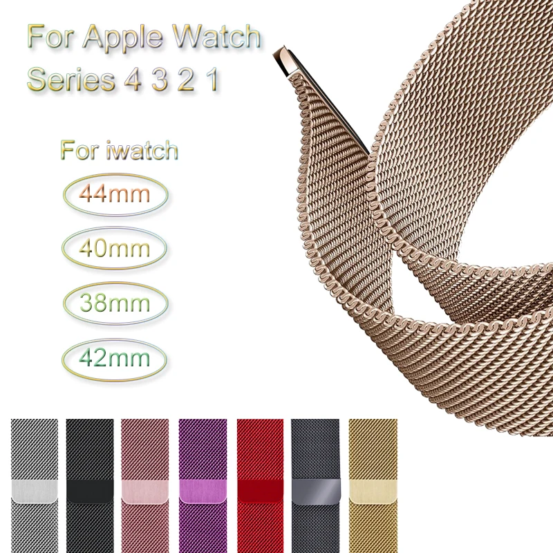 

Milanese loop Watch Band For Apple Watch 4 3 2 1 Bracelet Strap For iwatch 44mm 40mm 38mm 42mm Stainless Steel Wrist Watchband