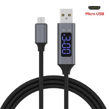 

1m 3.3ft Quick Charging Cable TPE Voltage & Current Intelligent Display Data Line Cable LCD Screen for Micro USB Port Android