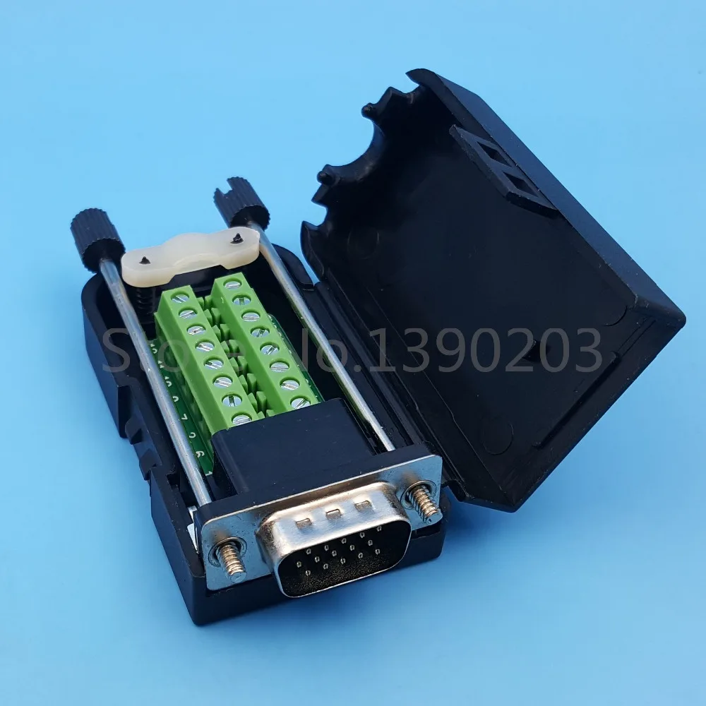 

DB15 VGA Male 3 Rows 15 Pin Plug Breakout Terminals Screw Type DIY Connector