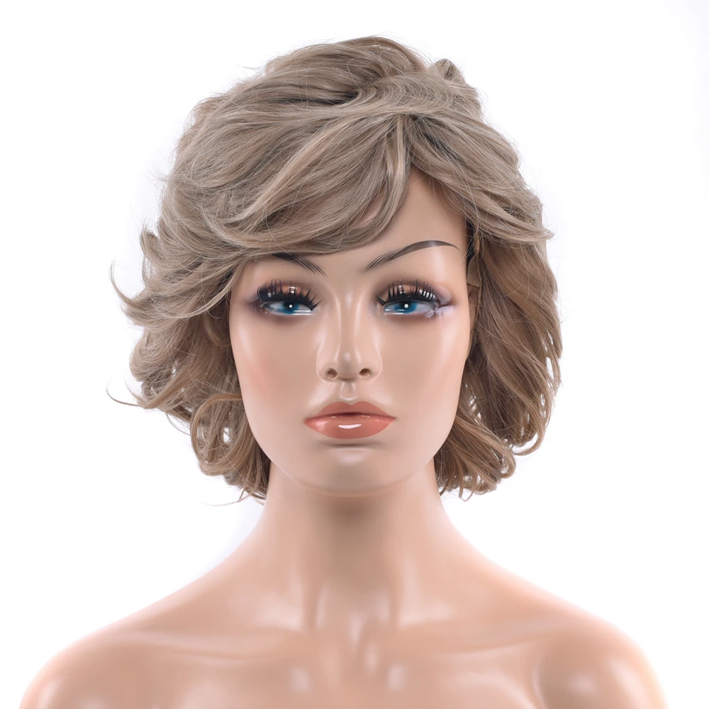 

Soowee Blonde Brown Curly Short Synthetic Hair Wigs Heat Resistance Fiber Party Hair Cosplay Wig for Women Headwear Accessories