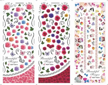 

3 Sheet/Lot Deep Color Series Flower Butterfly Alphabet Large Sheet Water Transfer Sticker For DIY Nail Art Decal Hot Series