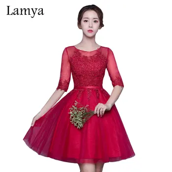 

LAMYA Real Sample Plus Size Cheap Red Chiffion Bridesmaid Dresses 2019 Fashion Pink White Formal Dress Vestidos De Novia