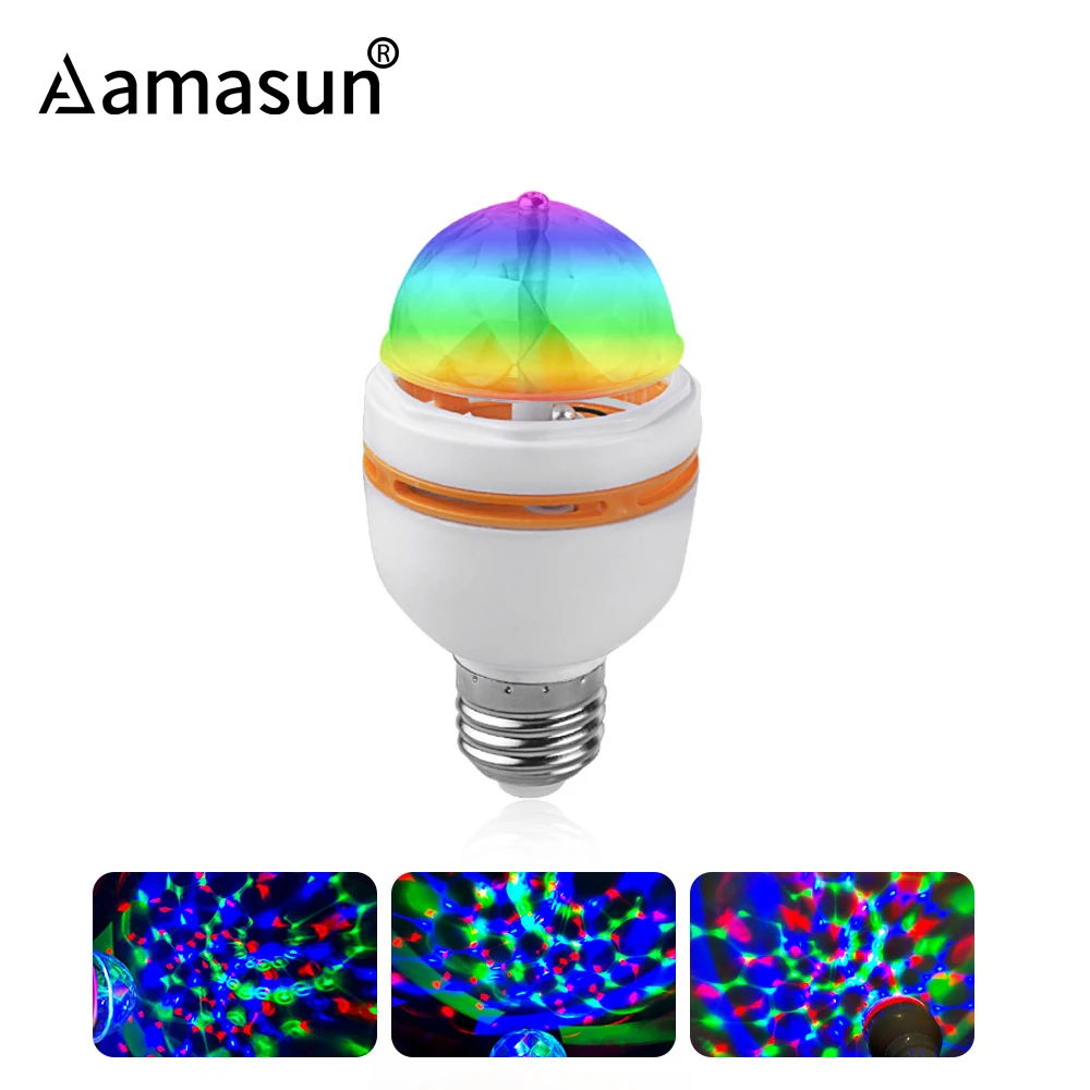 Автоматический вращающийся праздничный RGB светодиодный светильник E27 3 Вт 85 265 в