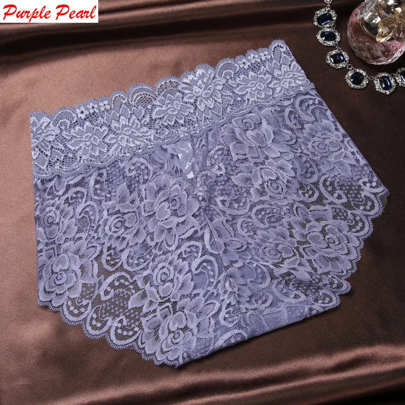 

HW039 High quality women sexy lace panties luxury transparent large size underwear elegant soft woman briefs plus size Lingerie