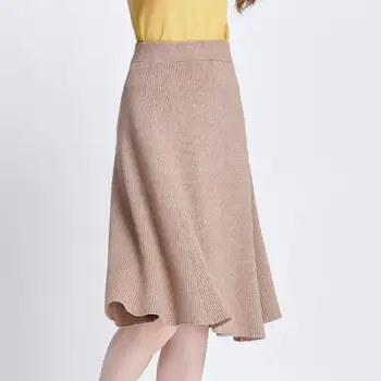 

2020 Spring New High Waist Knitted Slim Ladies Skirts Umbrella Skirt Core-spun Yarn Faldas Largas Elegantes Free Shipping