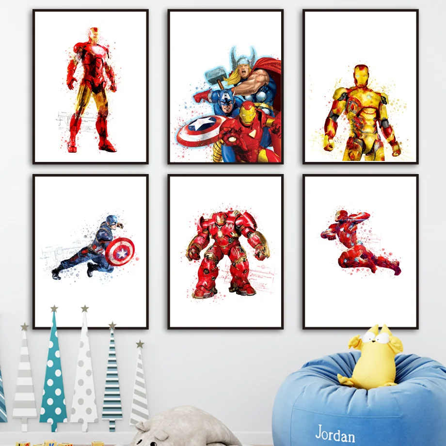 

Super Hero Marvel Iron Man Thor Hulk Wall Art Canvas Painting Nordic Posters And Prints Wall Pictures Baby Girl Boy Room Decor