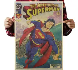 Супермен назад/классический мультфильм фильм/крафт-бумага/Бар плакат/Ретро плакат/декоративная живопись 51,5x36 см наклейка для украшения
