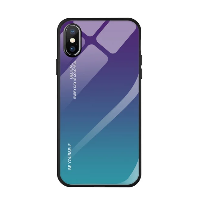 100 шт DHL чехол из закаленного стекла для iPhone 11 Pro MAX X XS MAX XR градиент цвета Аврора задняя чехол для iPhone 7 8 6 6S Plus - Цвет: style 03