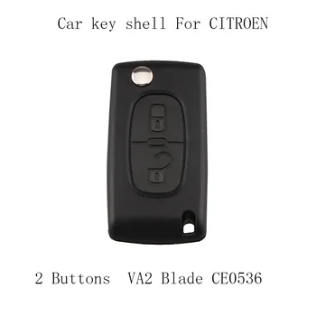 

20pcs* Flip Remote Key Shell Covers 2Buttons VA2 Blade For Citroen C2 C3 C4 C5 C6 C8 car key shell CE0536 Battery Holder