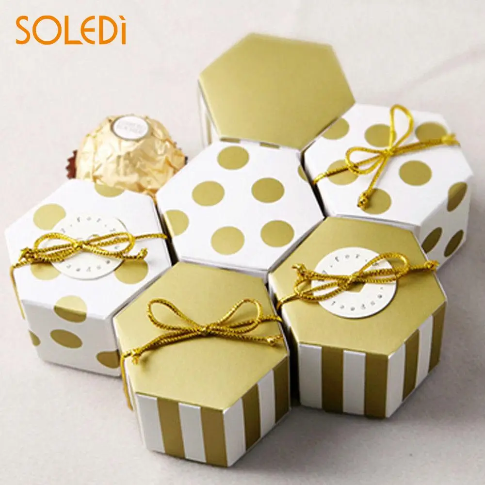 

Cute Dessert Package Storage Gold White Covers Portable Chocolate Boxes Christmas Favour Bags Wedding