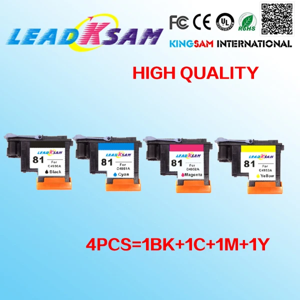 4x LeadKsam 81 печатающая головка совместима с hp81 C4950A C4951A C4952A C4953A для Design Jet 5000 5500PS|printhead