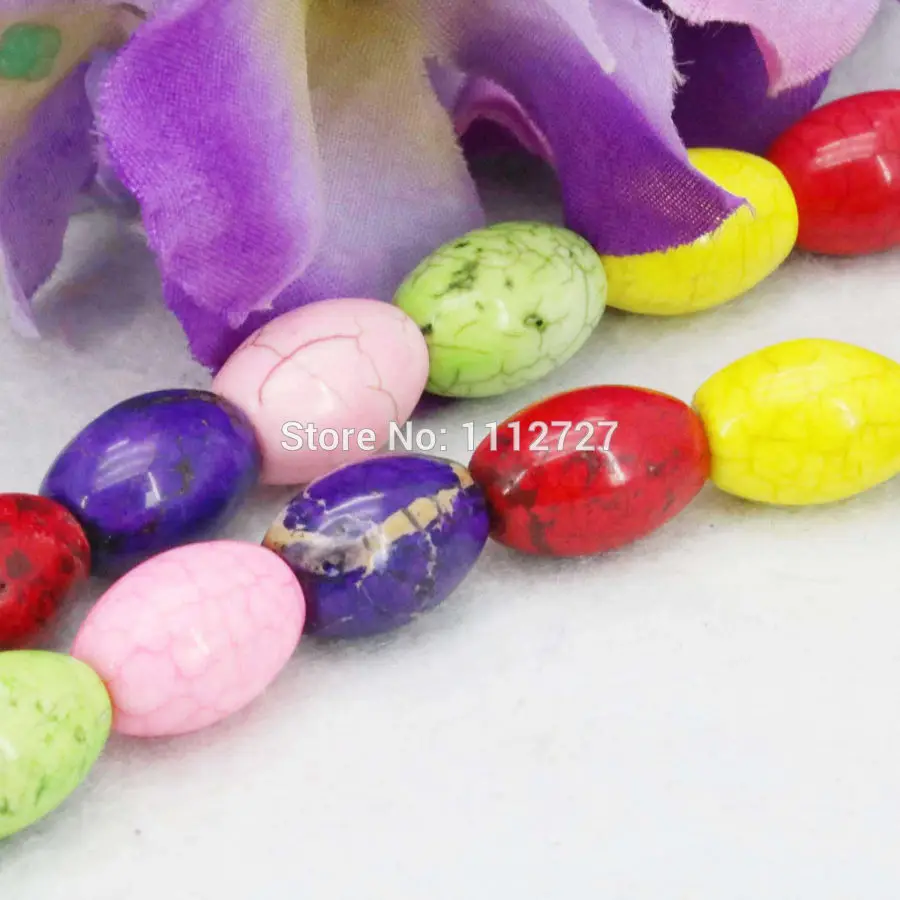 

10x14mm Turkey Accessory Crafts DIY Loose Beads Semi Finished Stones Howlite Rice 15inch Jewelry Making Gifts Accessory Craft