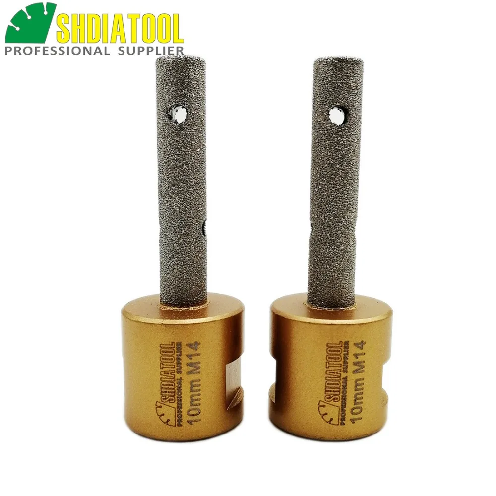 

DIATOOL 2pcs 10mm Vacuum Brazed Diamond finger bits With M14 Thread Enlarge shape round bevel existing holes
