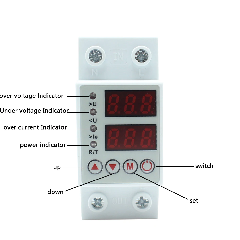 Din-рейка ЖК-дисплей над, под напряжением, над током защитное устройство автоматическое восстановление переподключение, под напряжением регулировка